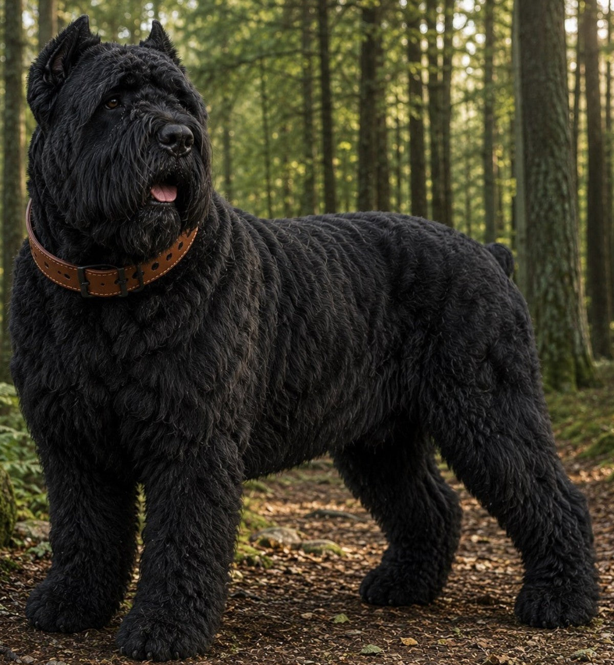 Animozen Collier Montana Cognac en cuir pour chien de grande taille, robuste et confortable.