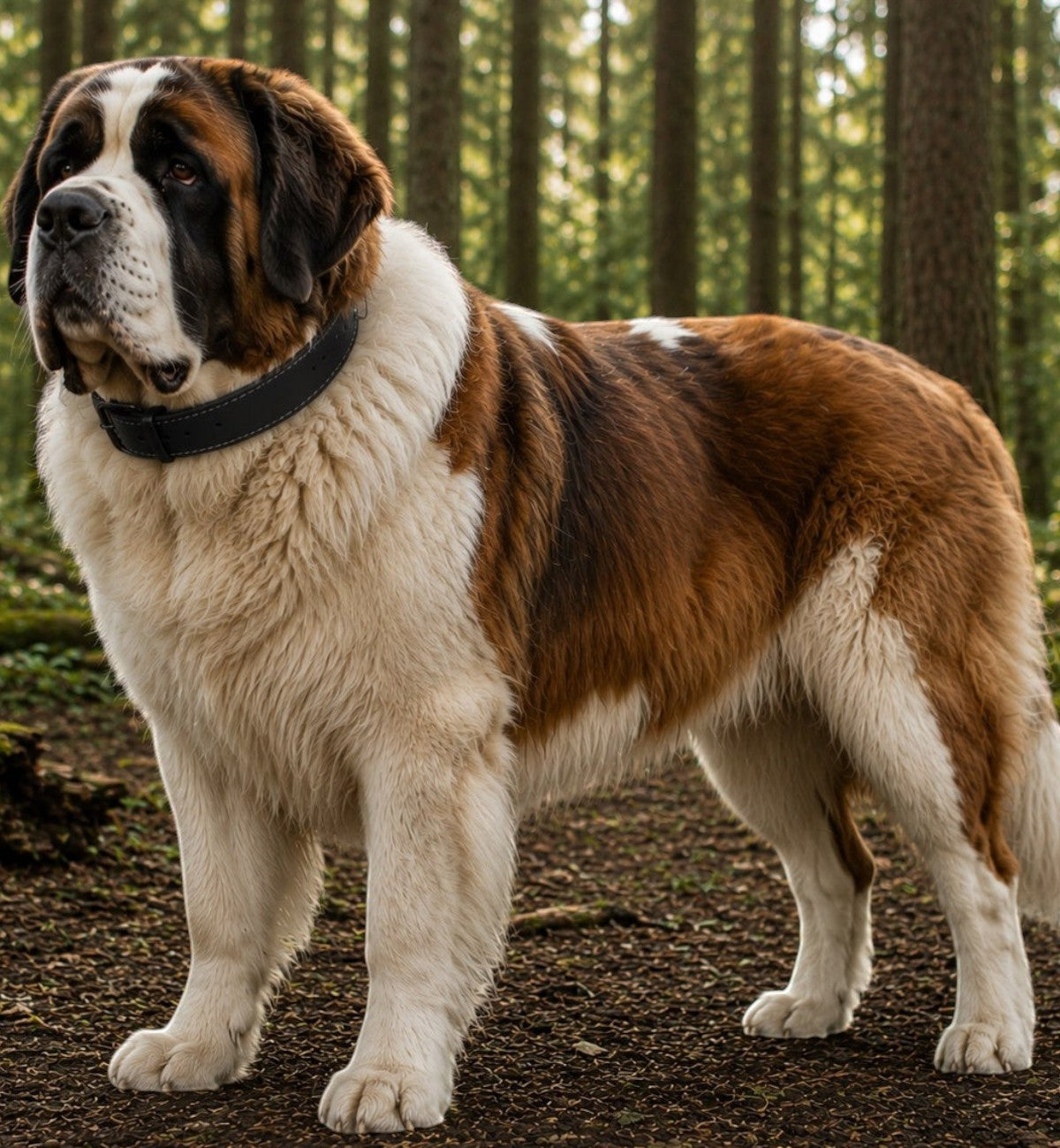 Collier Animozen Montana en cuir noir pour chien de grande taille, rembourré et réglable.