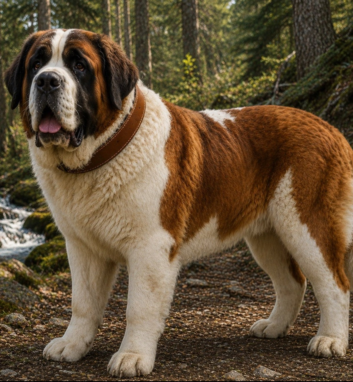 Collier chien Montana marron en cuir souple, large et rembourré, avec boucle réglable et finitions métalliques noires. Pour grands chiens.