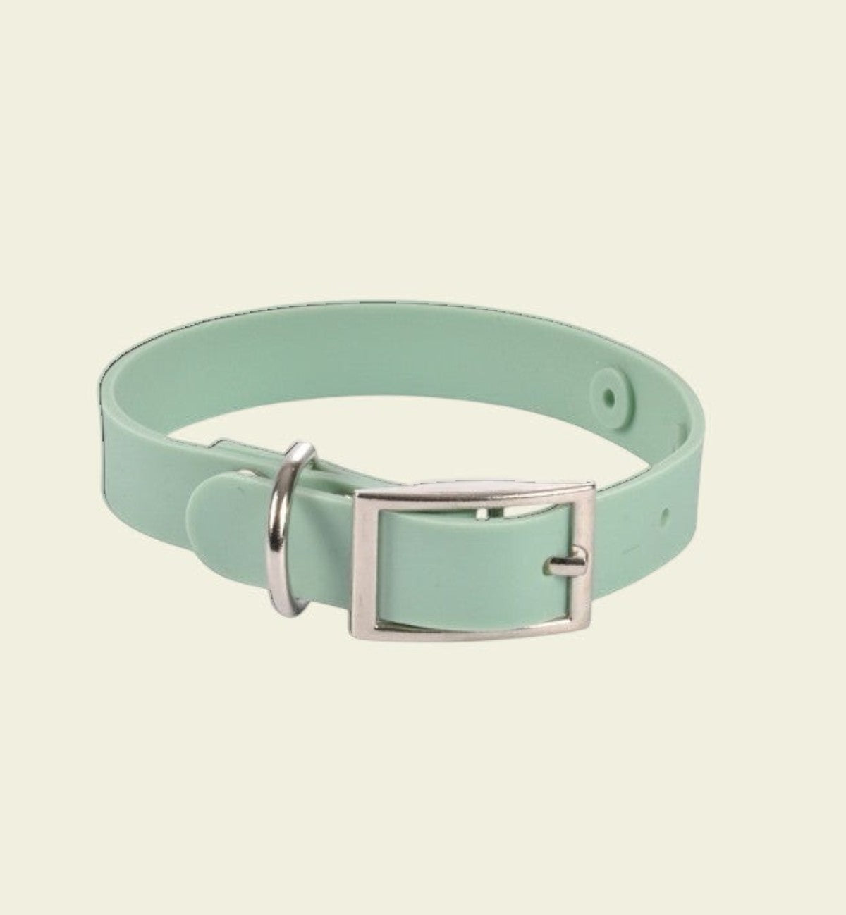 Animozen collier pour chien en silicone vert menthe, taille S, avec boucle en métal argenté.