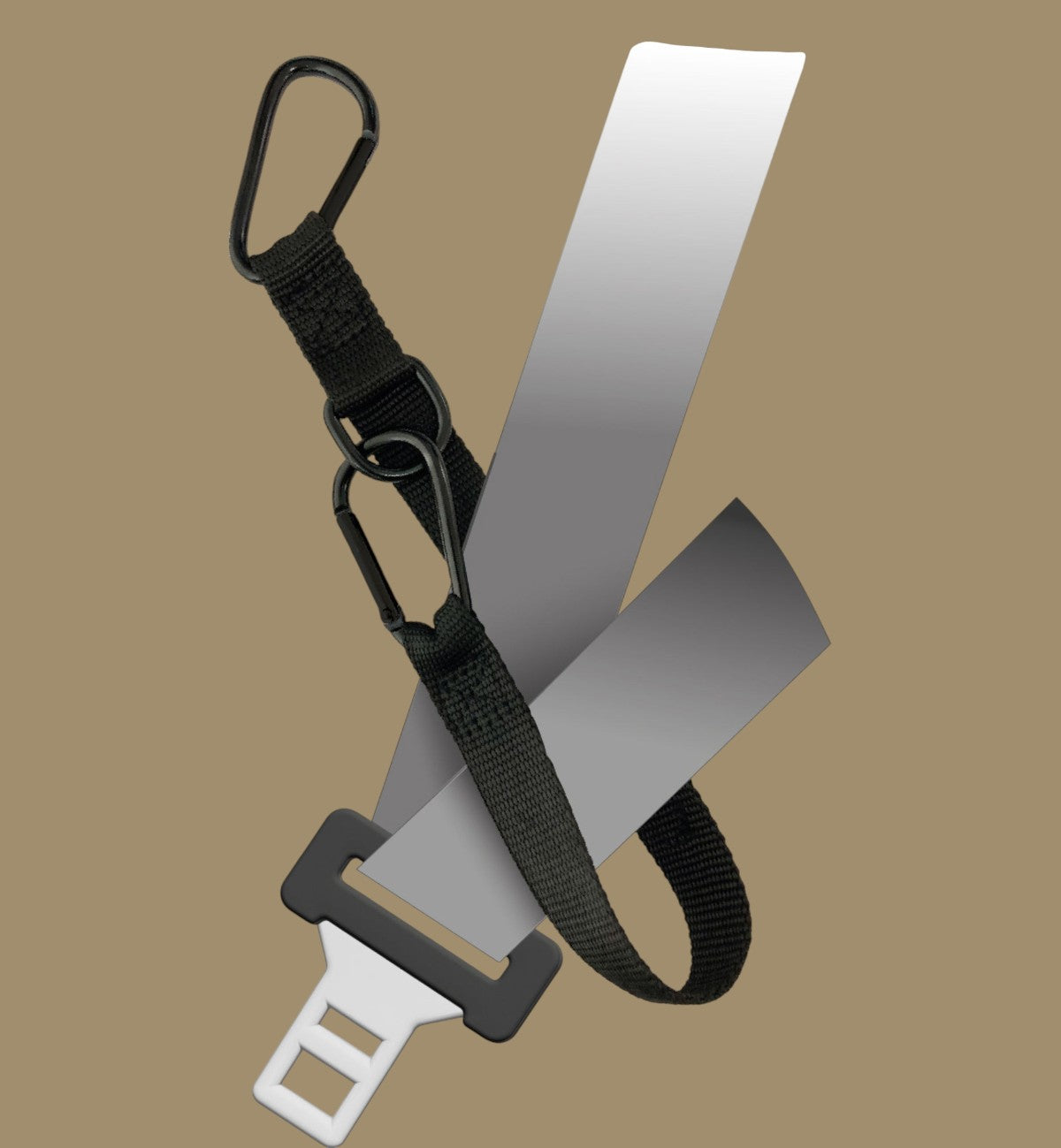 Animozen Connecteur de ceinture pour chien noir en polyester avec deux mousquetons et une boucle de ceinture de sécurité.