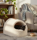 Animozen Couchage en peluche pour chat Felpa, couleur moka, avec coussin amovible et fond antidérapant.