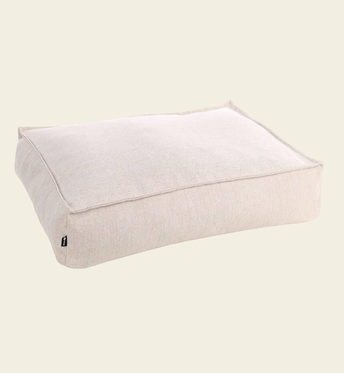 Coussin rectangulaire beige en textile Animozen avec mémoire de forme, 18 cm d'épaisseur, housse amovible et fond antidérapant.