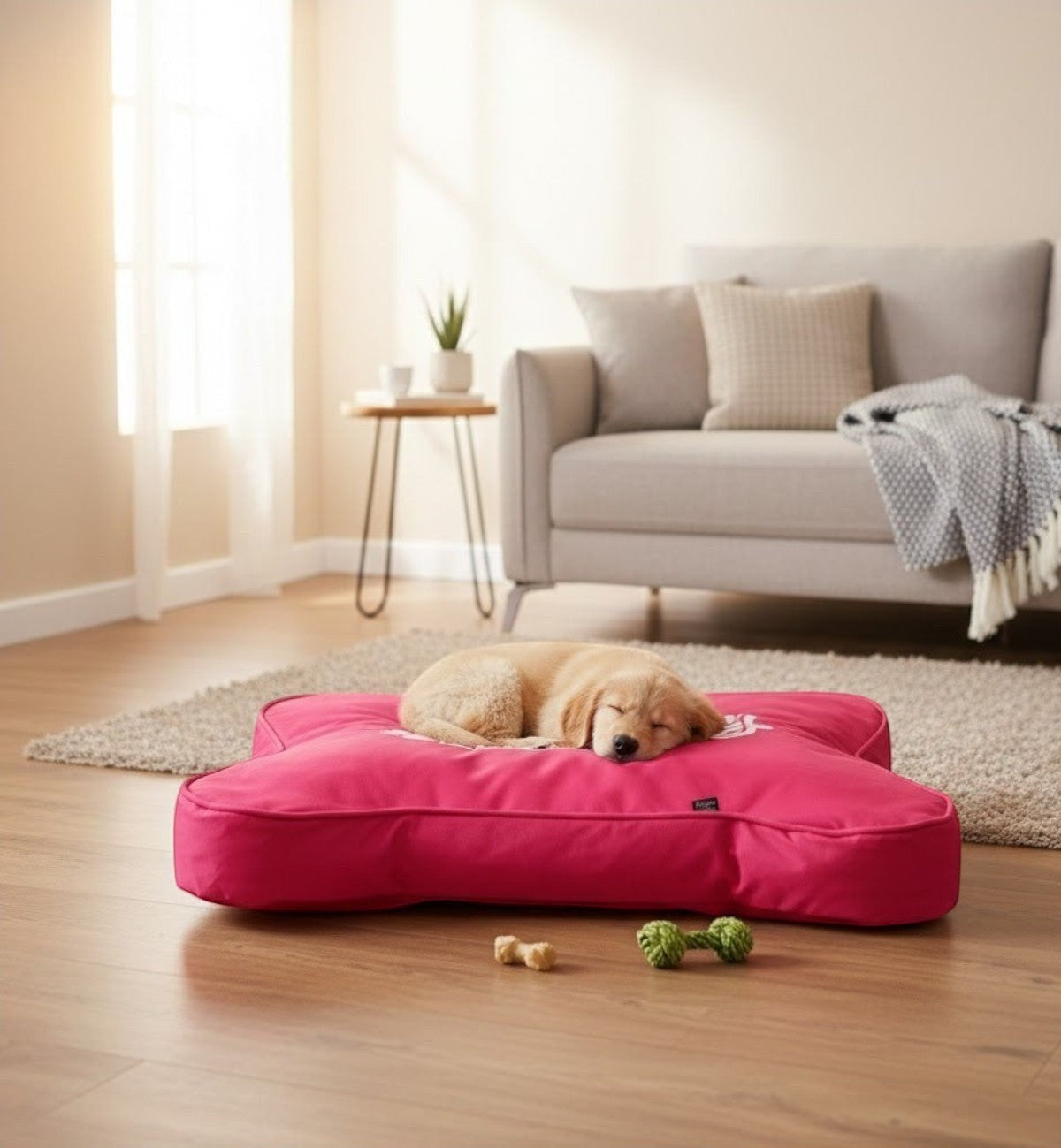 Animozen coussin pour chien rose en forme d'os 100x70x15 cm en polyester déhoussable
