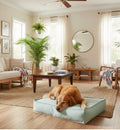 Coussin rectangulaire Animozen vert en textile avec mémoire de forme pour chien, 80x60x18 cm