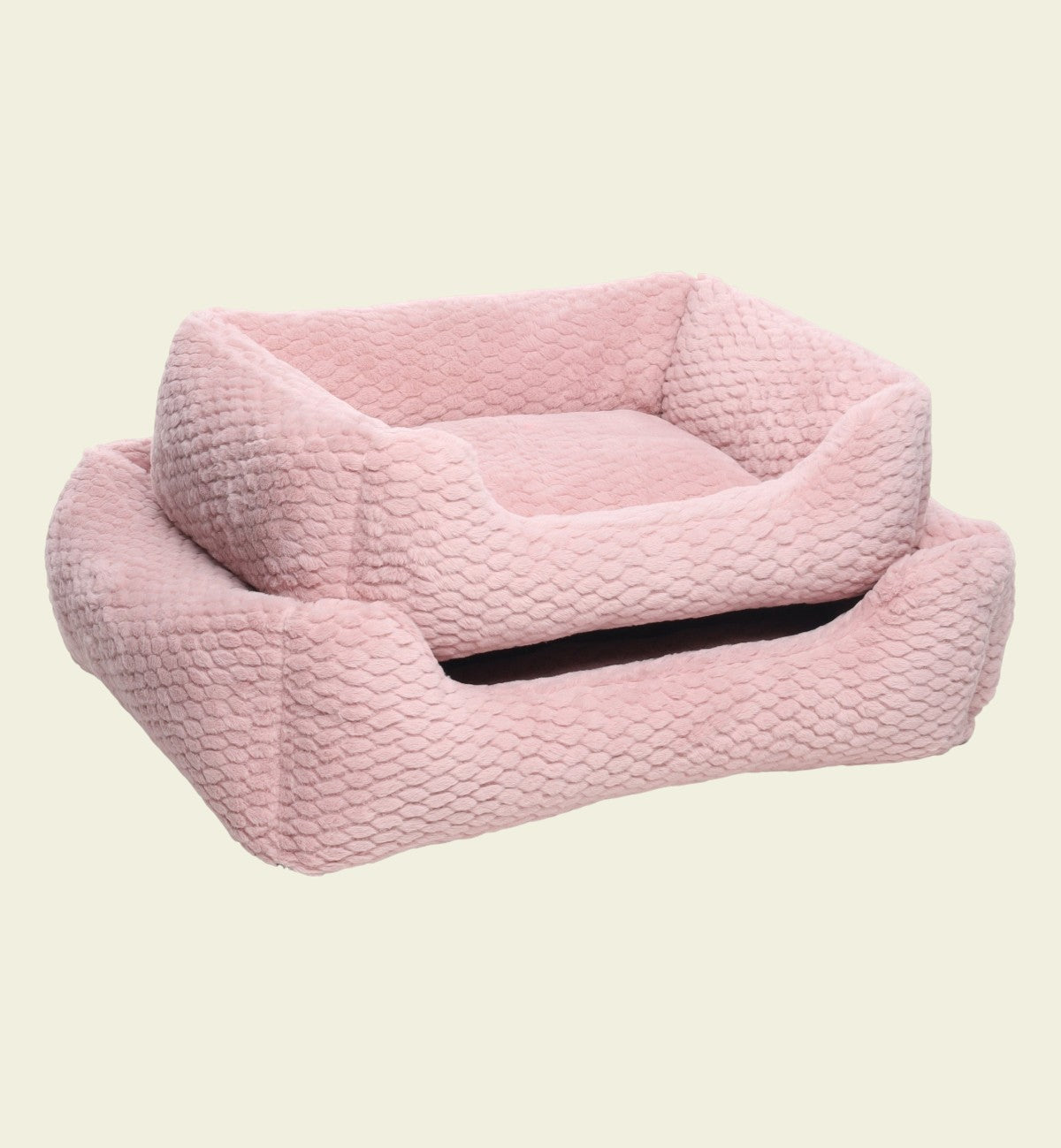 Animozen Coussin panier Naya rose en peluche douce pour chat et petit chien, avec rebords rembourrés et fond antidérapant.