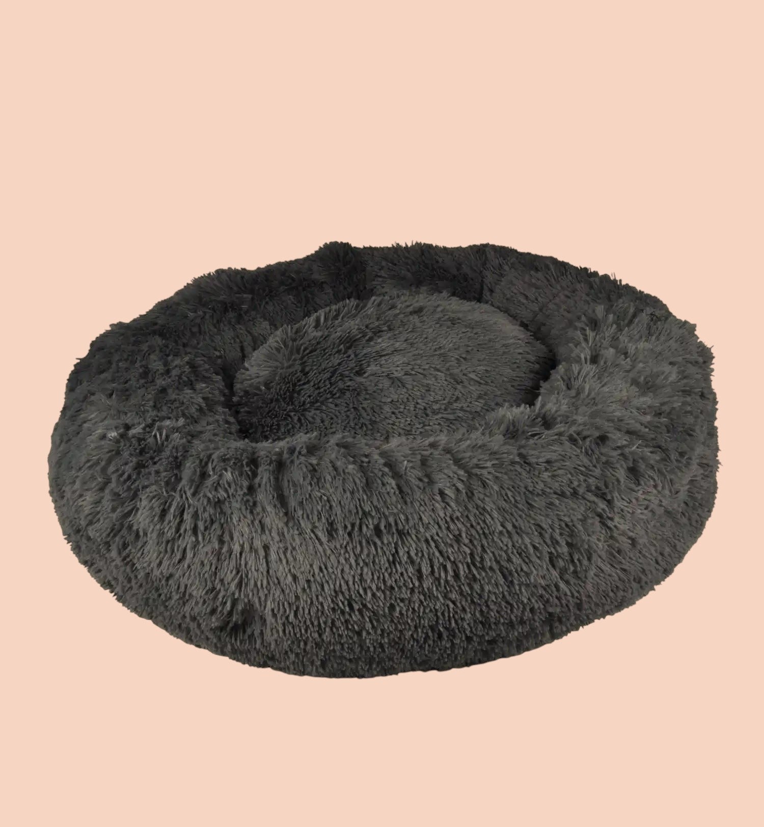Animozen coussin rond gris foncé en polyester pour chat ou chien, texture ultra douce, 95 cm