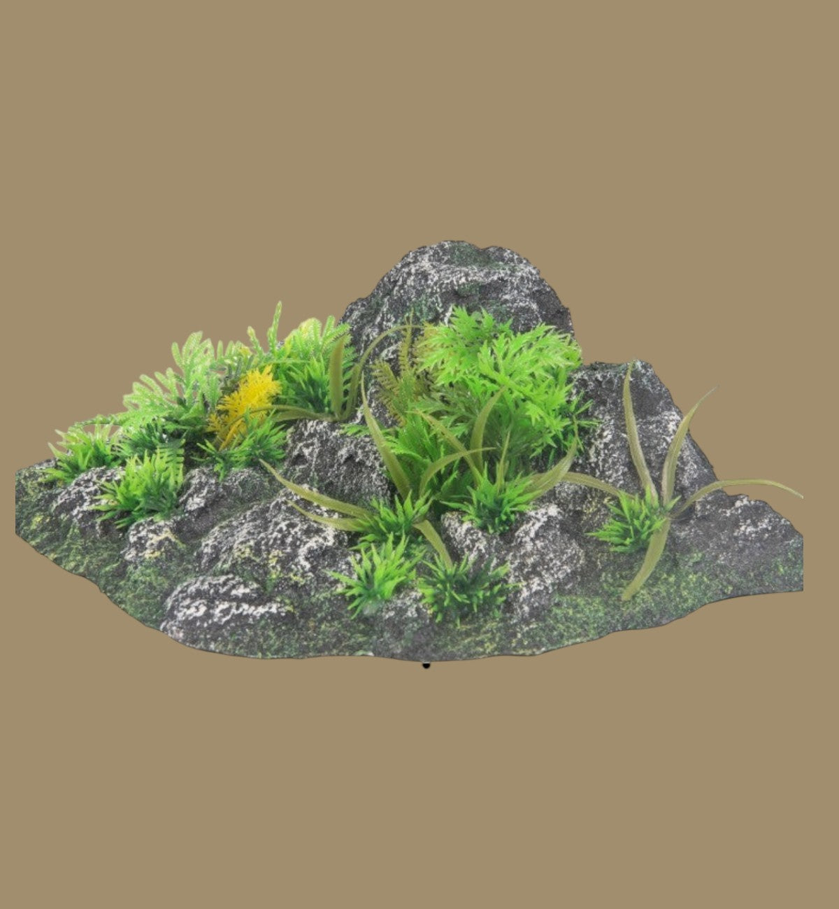 Animozen décoration d'aquarium en résine avec plantes vertes et une touche de jaune, 23 cm