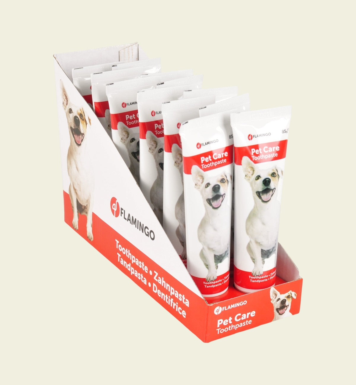 Animozen Dentifrice à la Menthe pour Chien - 85g, tube de dentifrice pour animaux avec image de chien souriant.