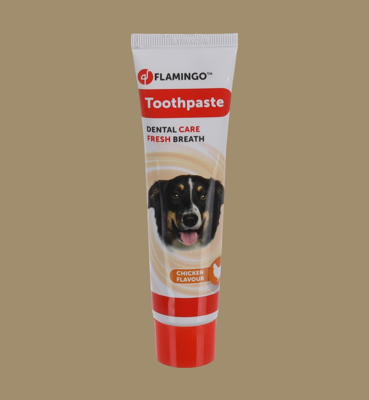 Tube de dentifrice Animozen pour chien, saveur poulet, pour le soin dentaire et une haleine fraîche.