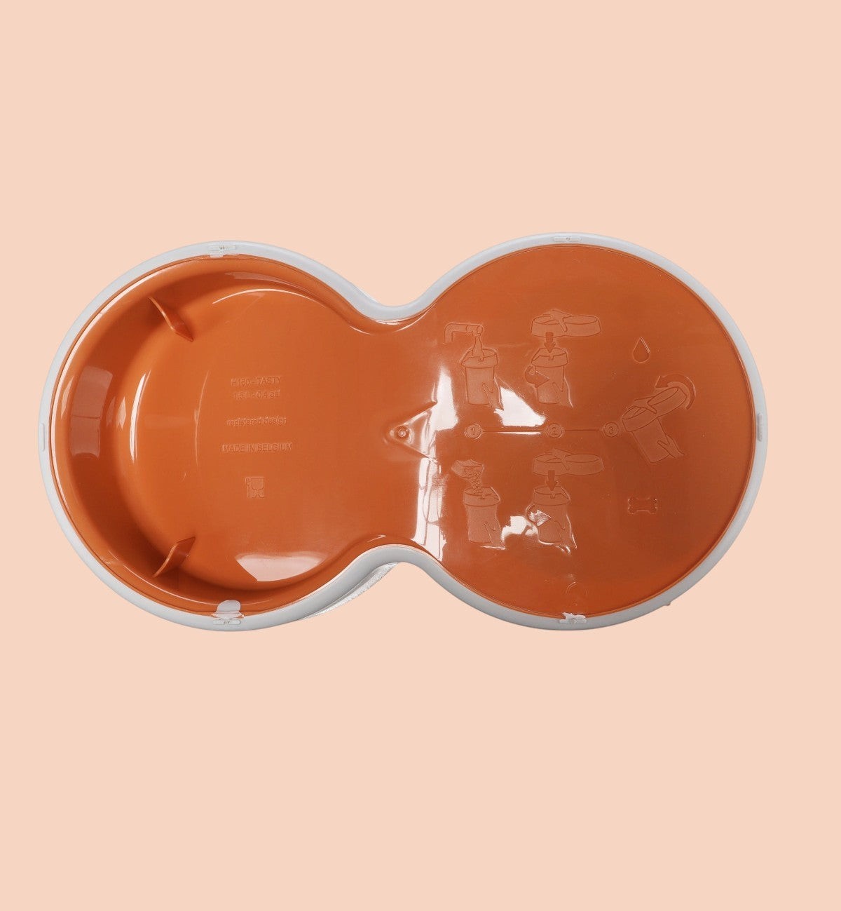 Animozen distributeur de nourriture et d'eau pour chat en polypropylène brun, 1,5 L, avec motif chat et base antidérapante.