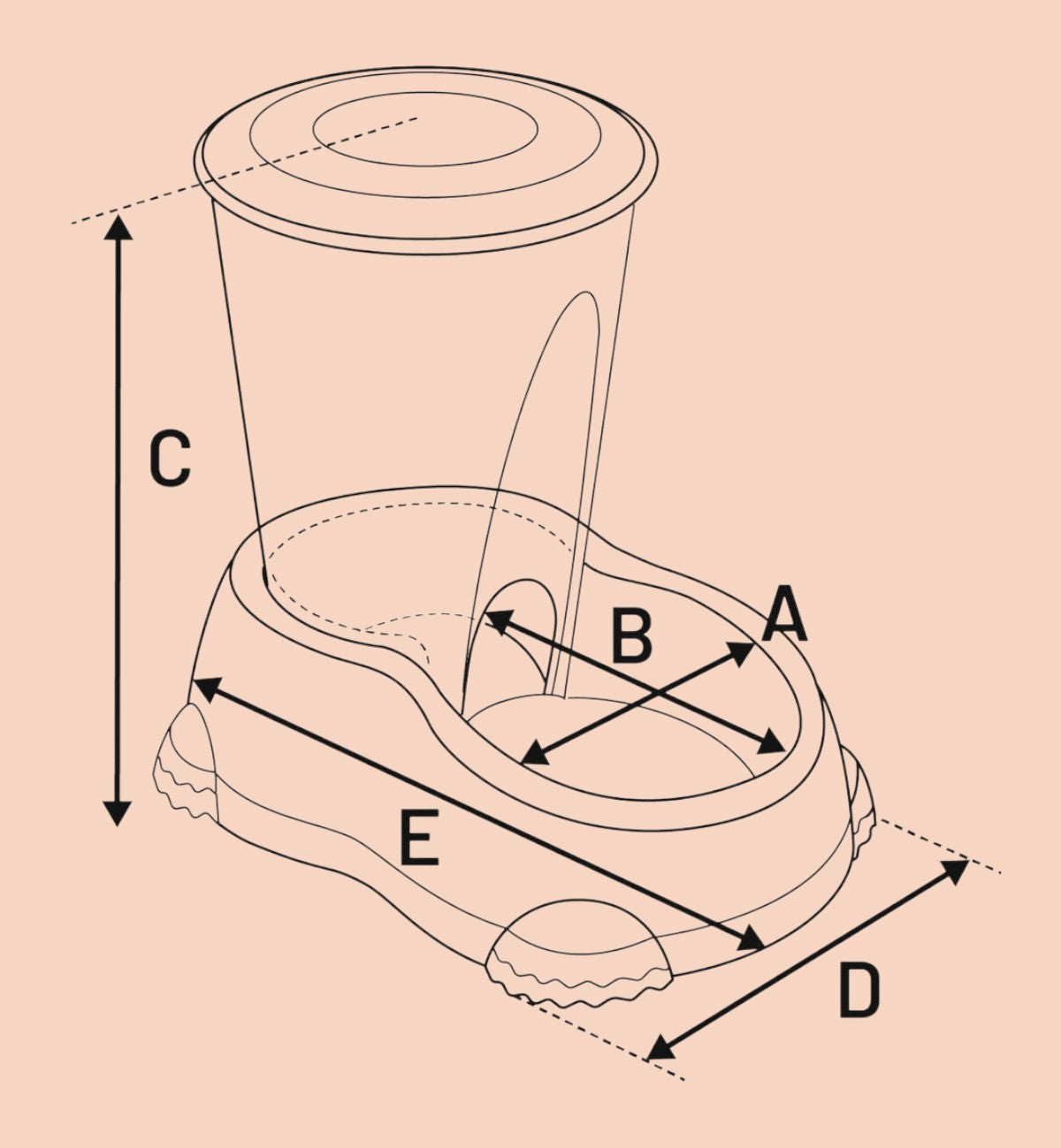 Distributeur de nourriture et d'eau brun en polypropylène pour chat Animozen, 1,5L, avec motif chat et base antidérapante.