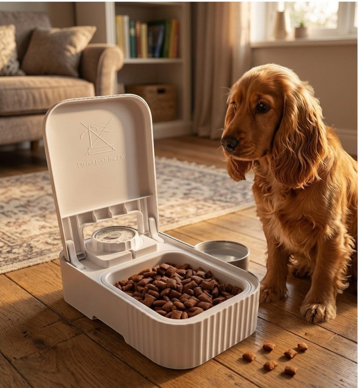Animozen Distributeur de nourriture automatique programmable blanc en plastique avec minuteur jusqu'à 48h pour chien