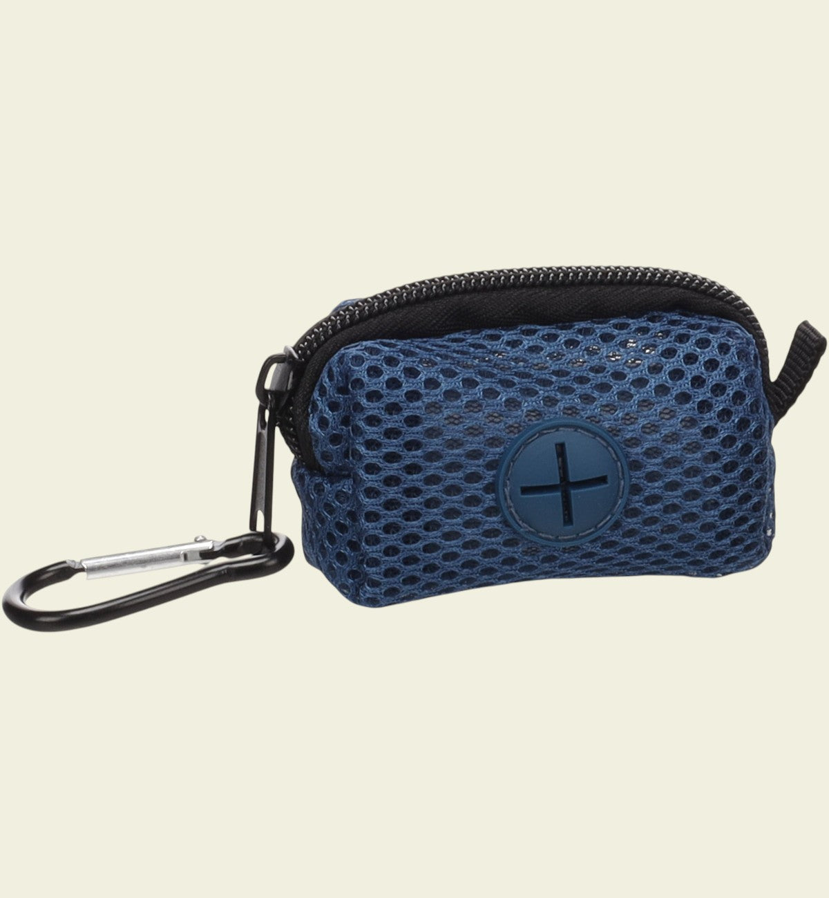 Animozen Distributeur de sacs à déjections pour chien bleu en polyester mesh avec mousqueton et fermeture éclair.