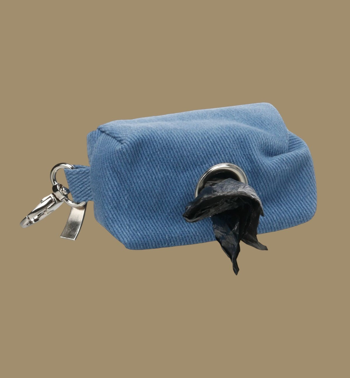 Animozen distributeur de sacs à déjections pour chien en polyester bleu avec mousqueton et fermeture éclair.
