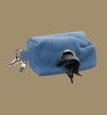 Animozen distributeur de sacs à déjections pour chien en polyester bleu avec mousqueton et fermeture éclair.