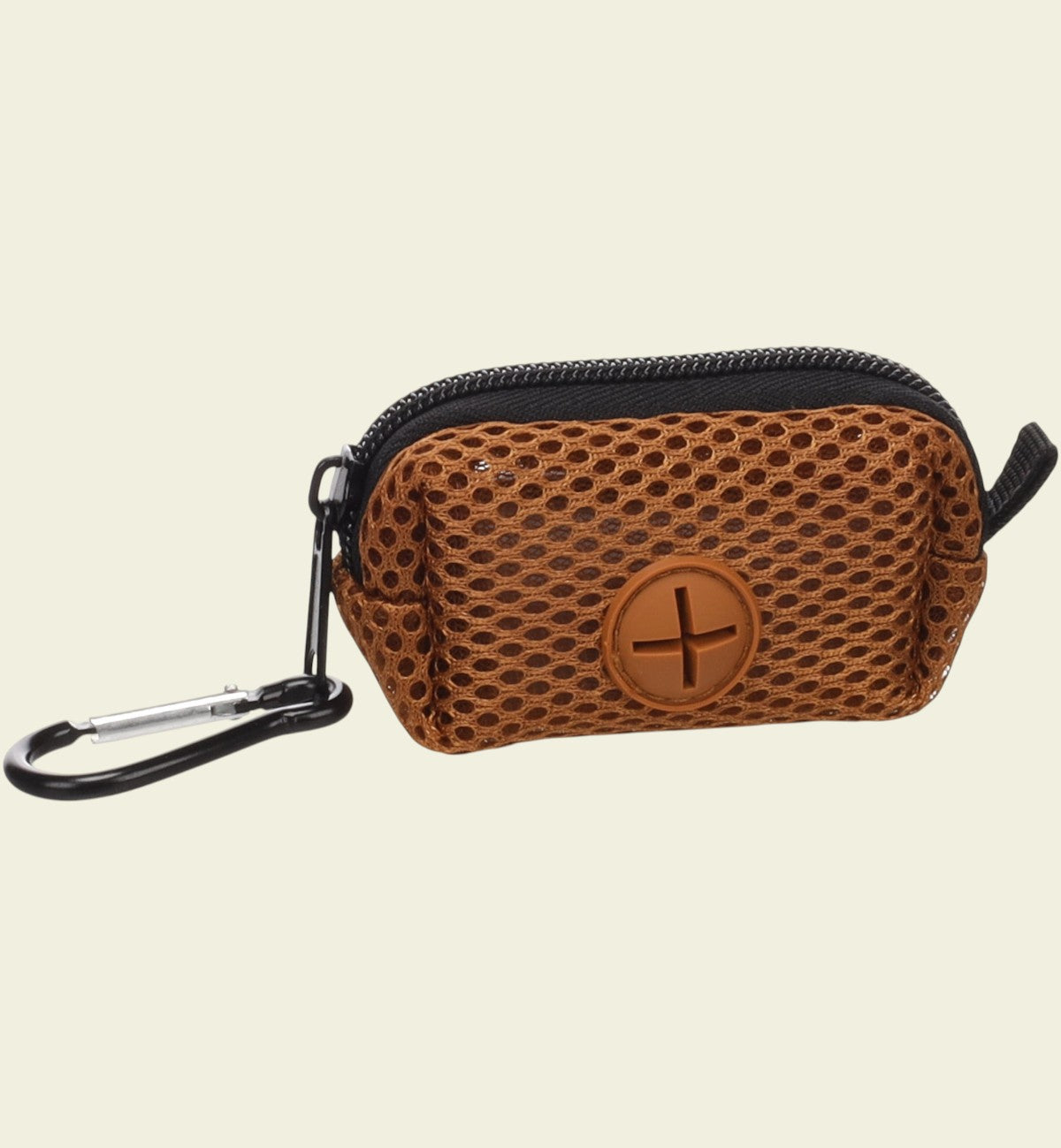 Animozen distributeur de sacs à déjections pour chien en polyester marron avec finition mesh et mousqueton.