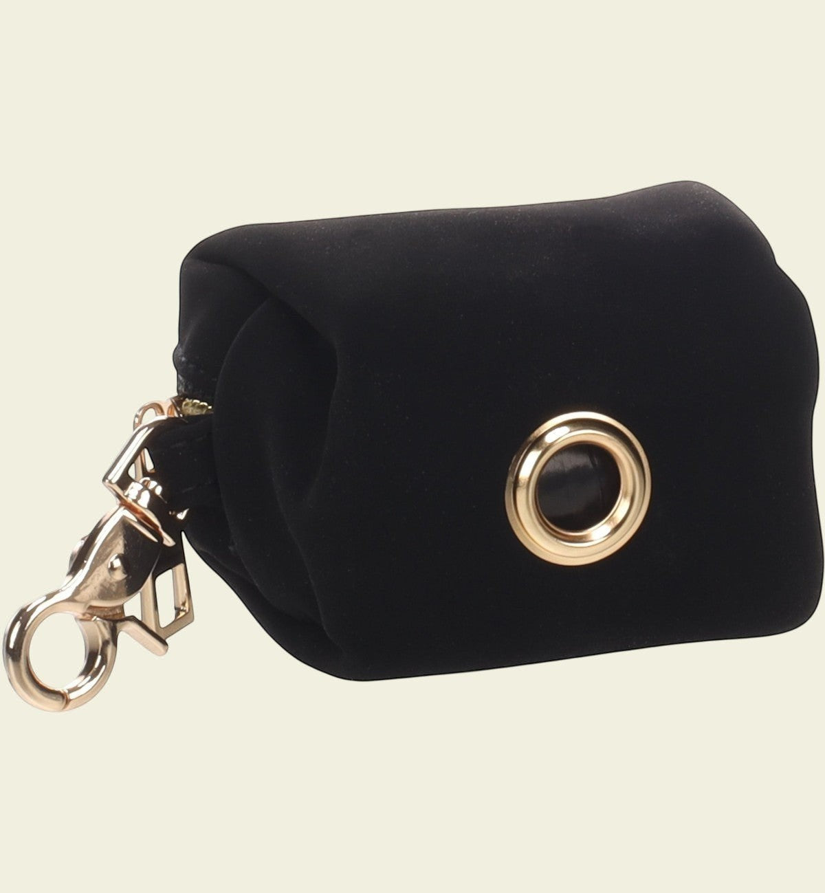 Animozen Distributeur de sacs à déjections pour chien noir en PU synthétique avec mousqueton et fermeture éclair