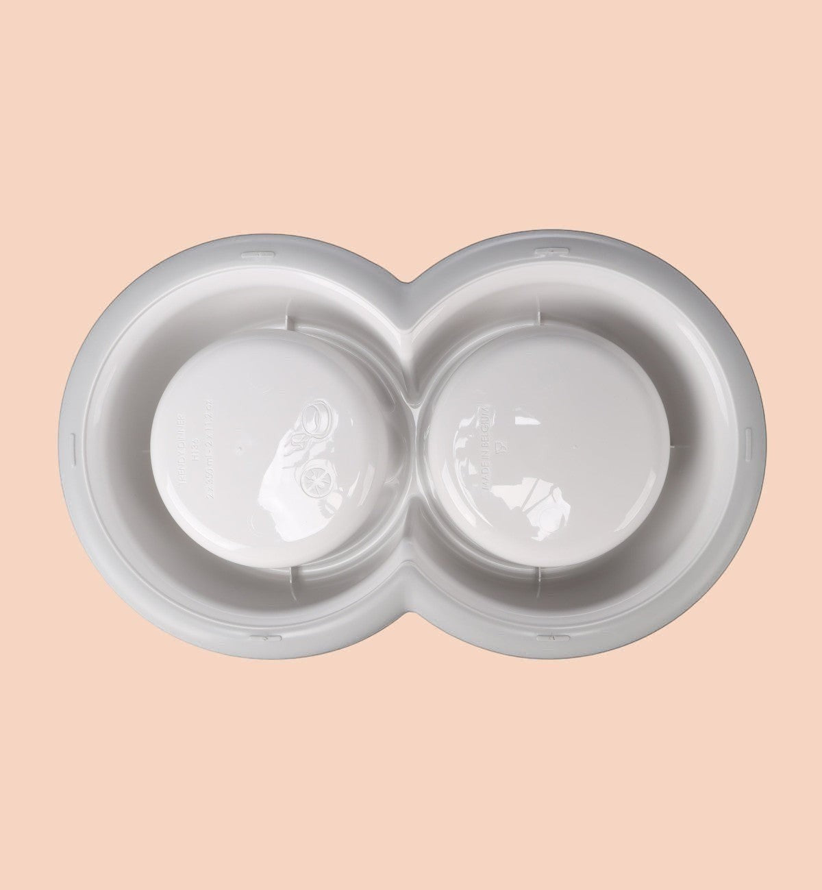 Animozen Double gamelle pour chat en polypropylène blanc, avec motif chat, 2x350ml, lavable au lave-vaisselle