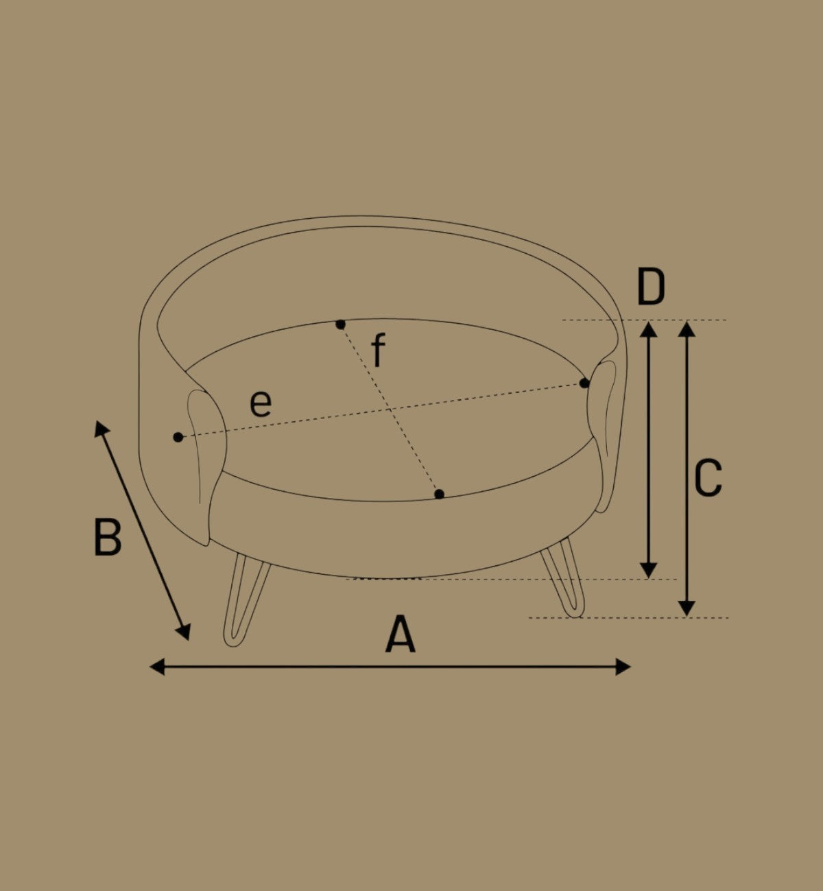 Animozen Fauteuil rond rose pour petit chien ou chat, avec pieds en métal et revêtement textile doux.
