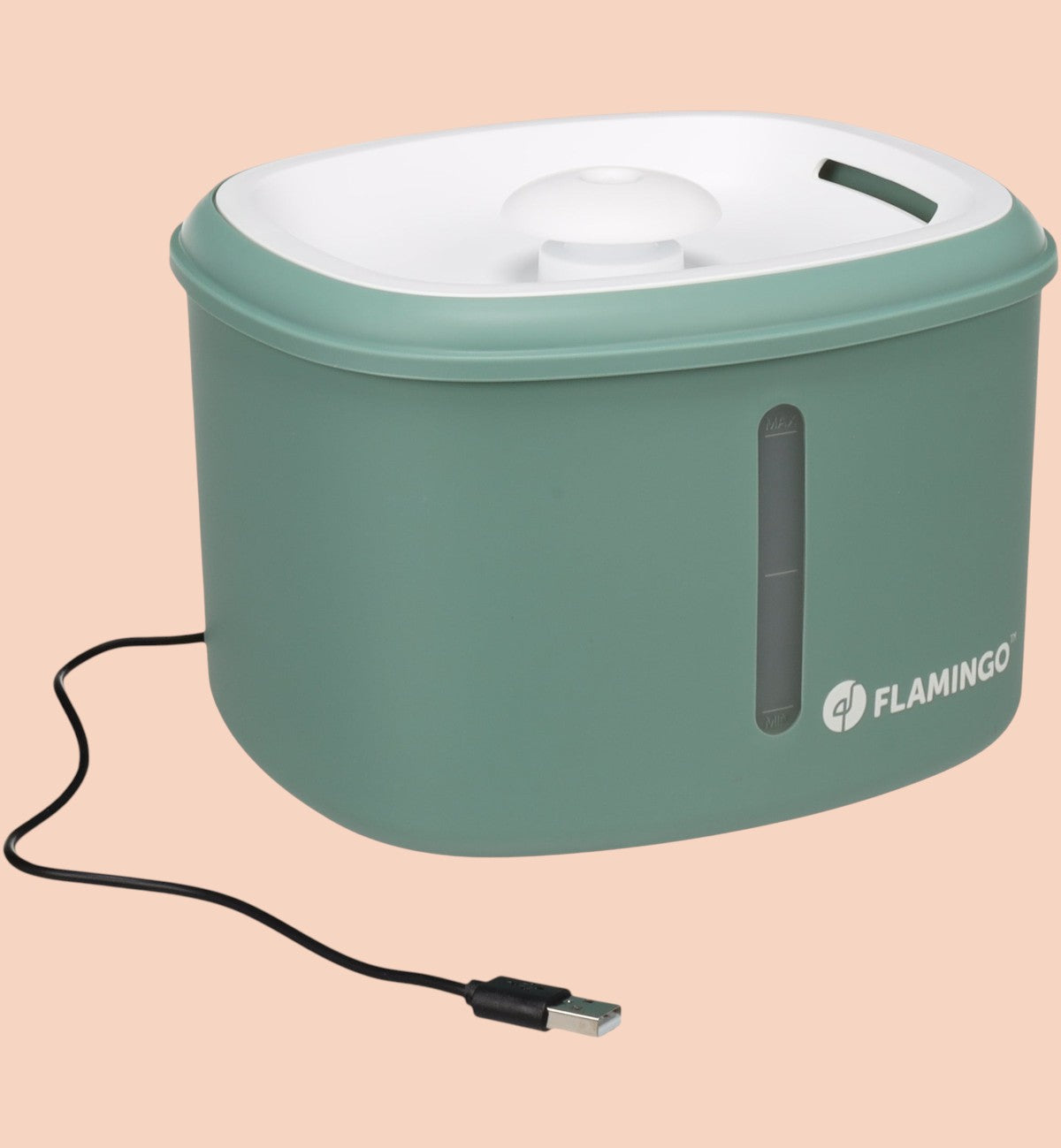 Fontaine à eau Finto Fresh 2,5L verte et blanche en polypropylène avec indicateur lumineux et pompe silencieuse par Animozen