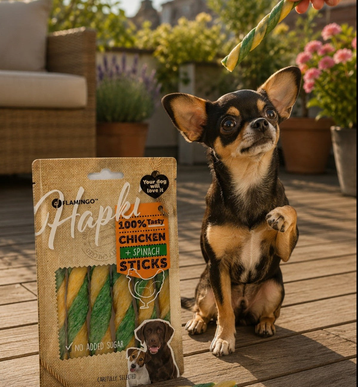 Animozen Friandise petits blocs poulet et cabillaud pour chien, sans gluten ni céréales.