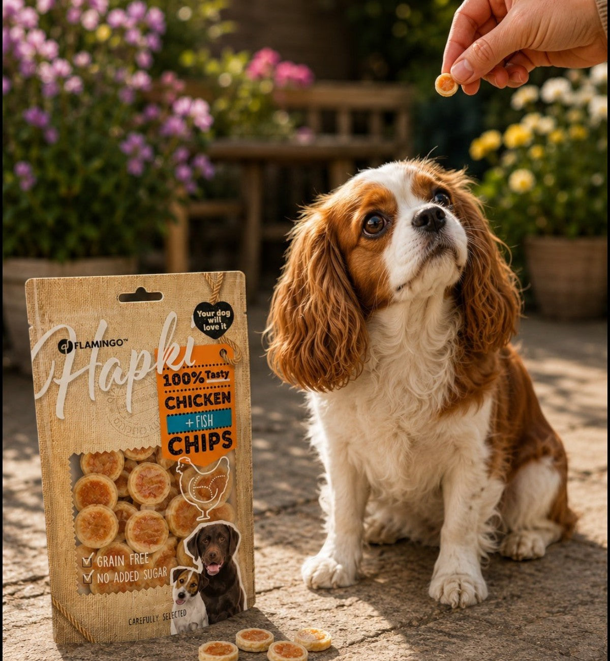 Animozen Friandise petits blocs poulet et cabillaud pour chien, sans gluten ni céréales.