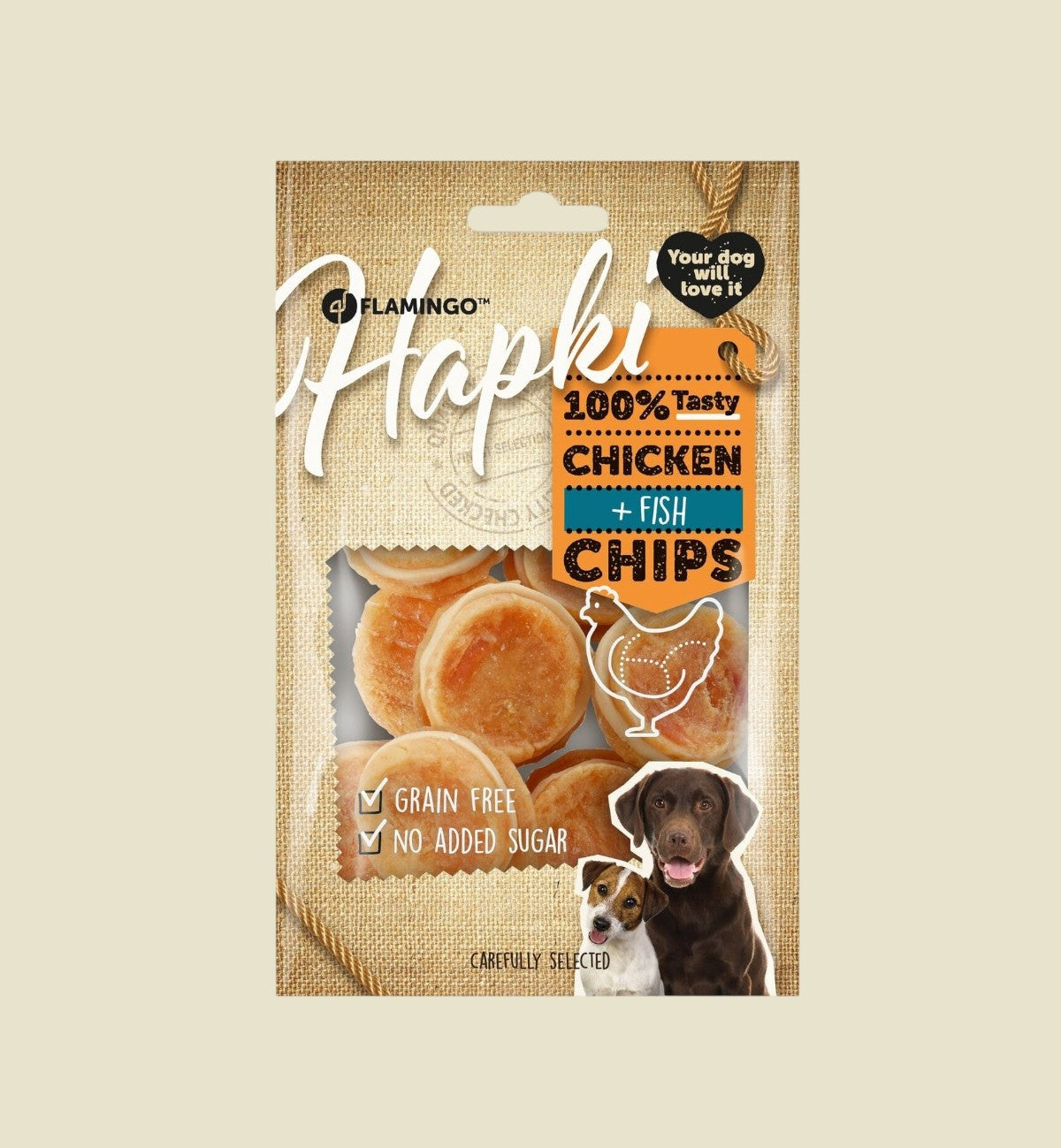Animozen Friandise petits blocs poulet et cabillaud pour chien, sans gluten, sans sucres ajoutés.
