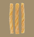 Animozen Friandise petits blocs poulet et cabillaud pour chien, friandises torsadées couleur beige clair.