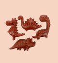 Animozen Friandise veggie Dino à la fraise, friandises pour chien en forme de dinosaure, marron, à base de patate douce.
