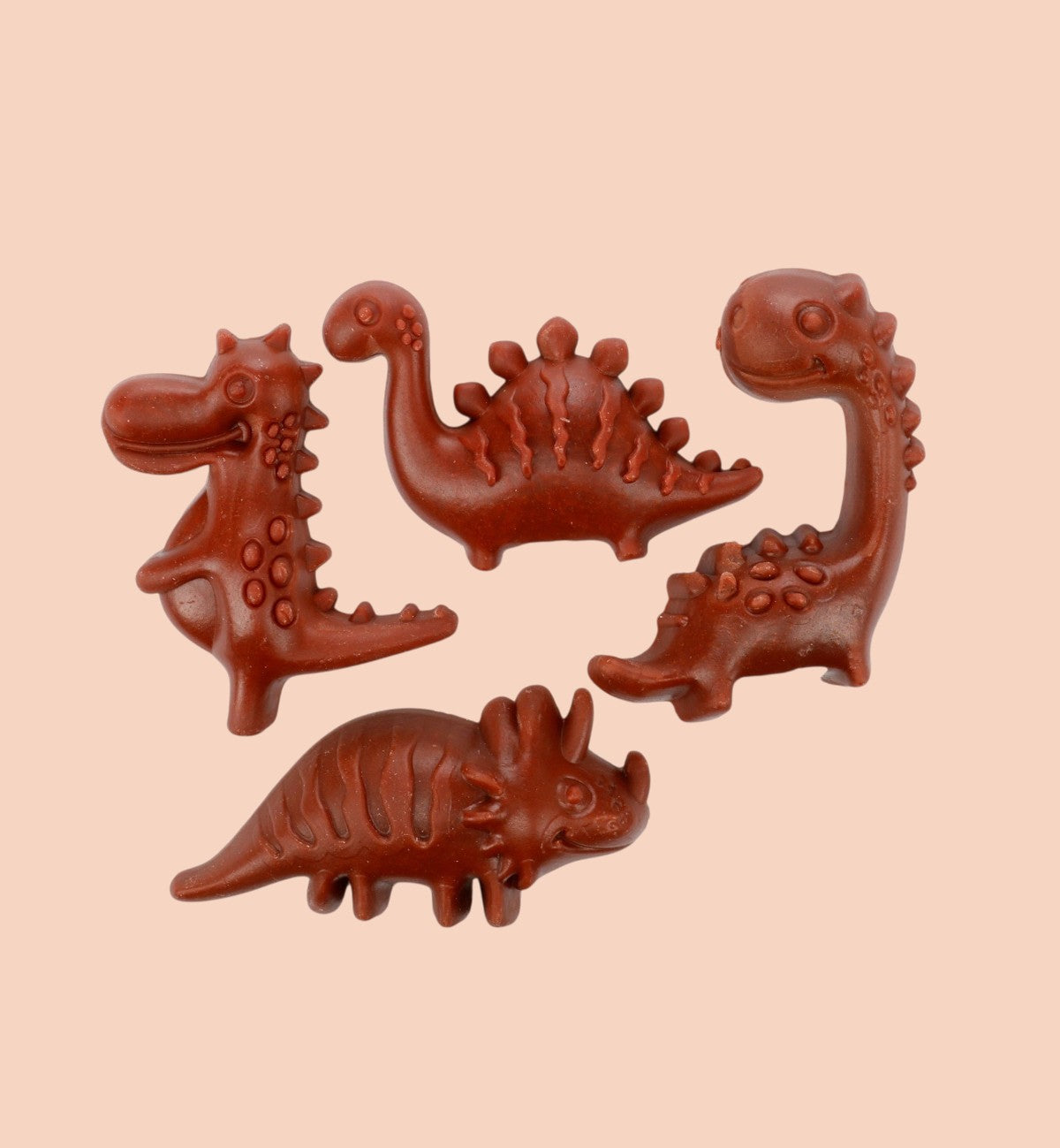 Animozen Friandise veggie Dino à la fraise, friandises pour chien en forme de dinosaure, marron, à base de patate douce.