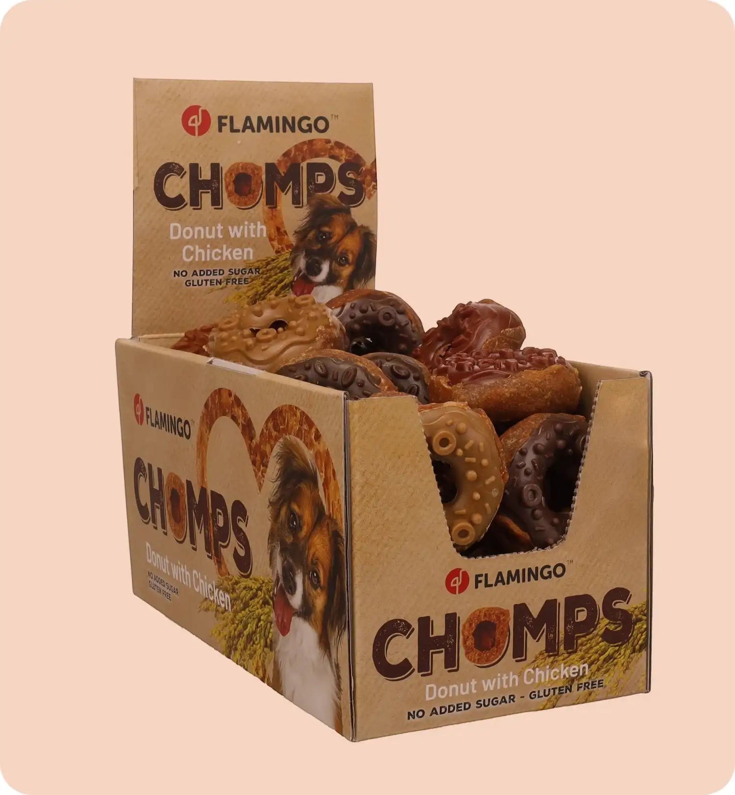 Animozen Lot de friandises pour chien en forme de donut au poulet, sans gluten et sans sucres ajoutés.