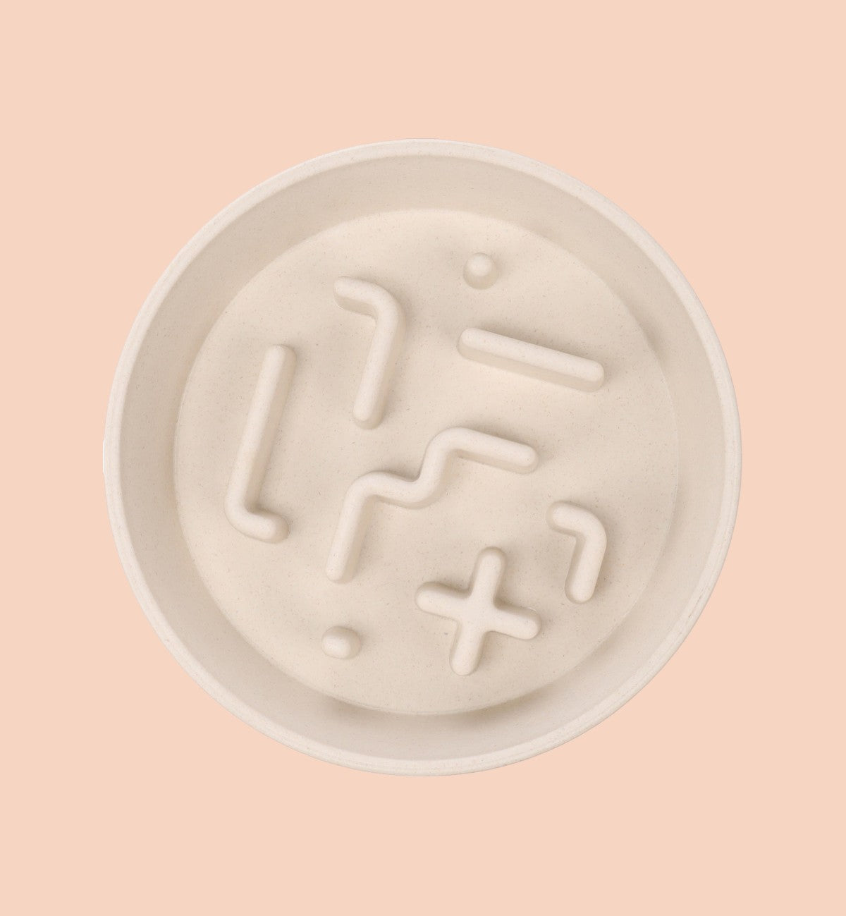 Animozen Gamelle ronde anti glouton beige en fibre de bambou et plastique PP pour chien. Design avec labyrinthe.