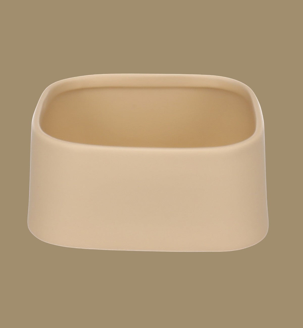 Gamelle carrée Animozen en céramique beige pour chien, 900 ml, design moderne et épuré.
