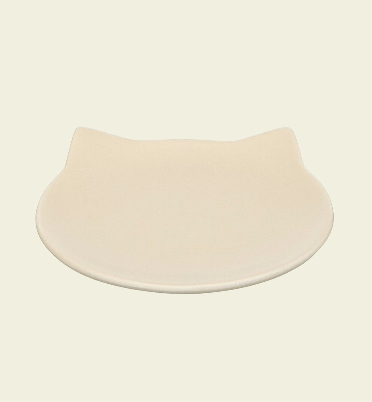 Animozen Gamelle plate en céramique pour chat anti-stress en forme de tête de chat, beige.