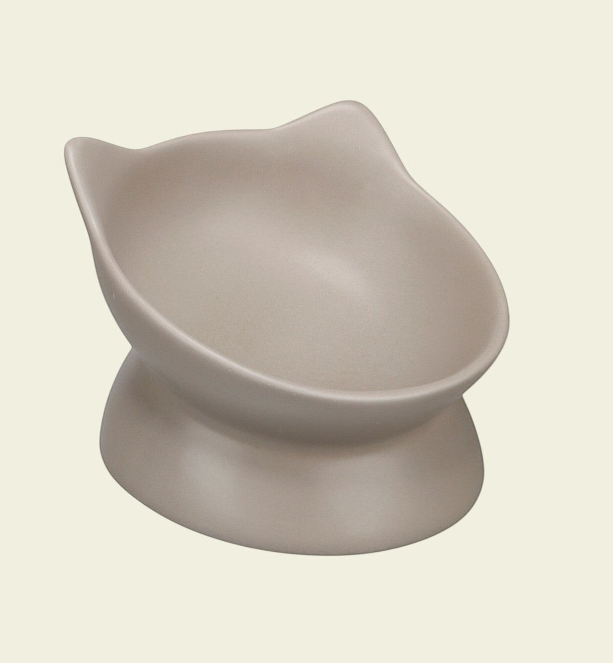 Animozen gamelle ergonomique en céramique beige pour chat, design en forme d'oreilles de chat, 140 ml.