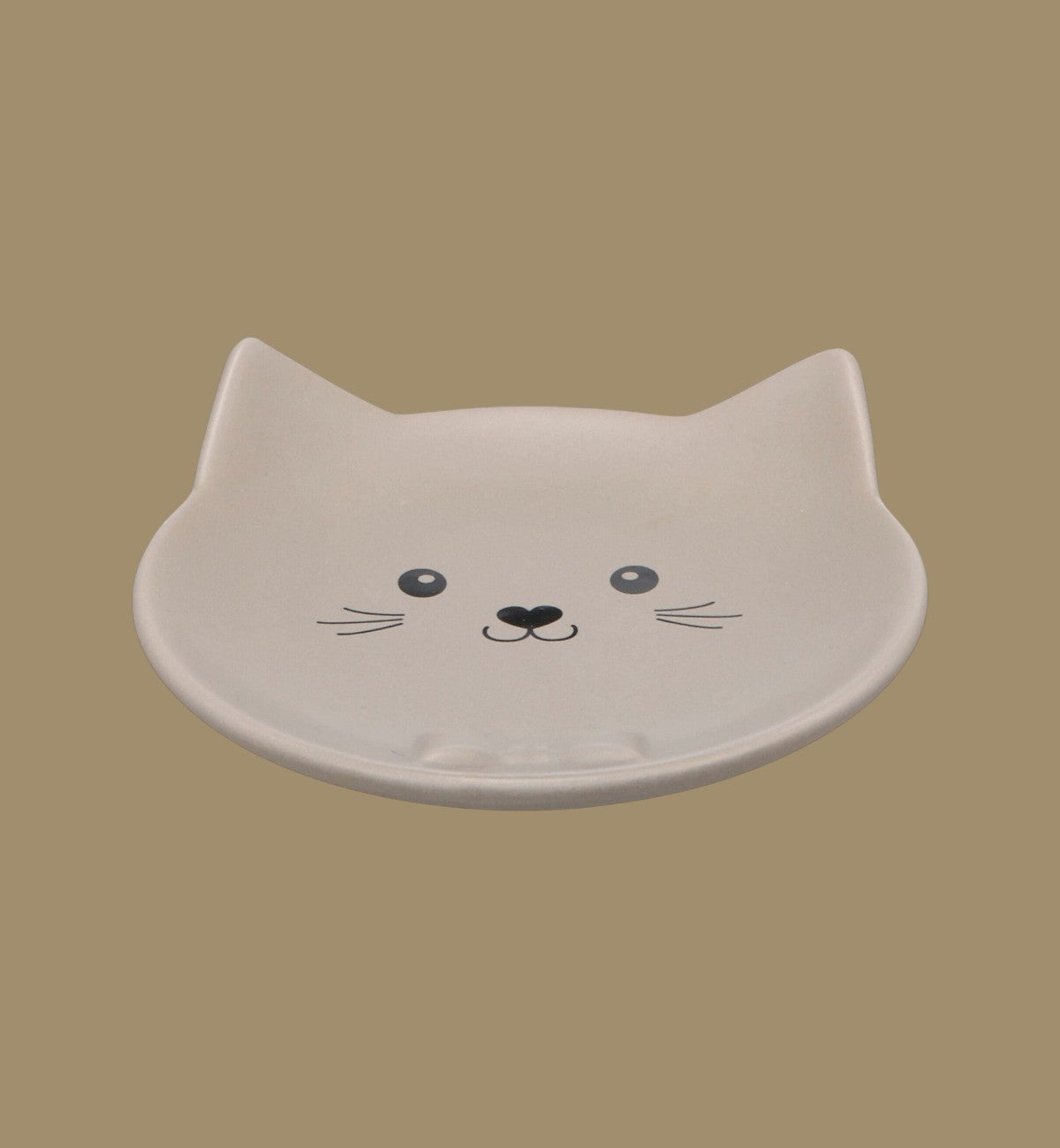 Animozen gamelle ronde en céramique taupe pour chat, design anti-stress pour moustaches, 100ml.