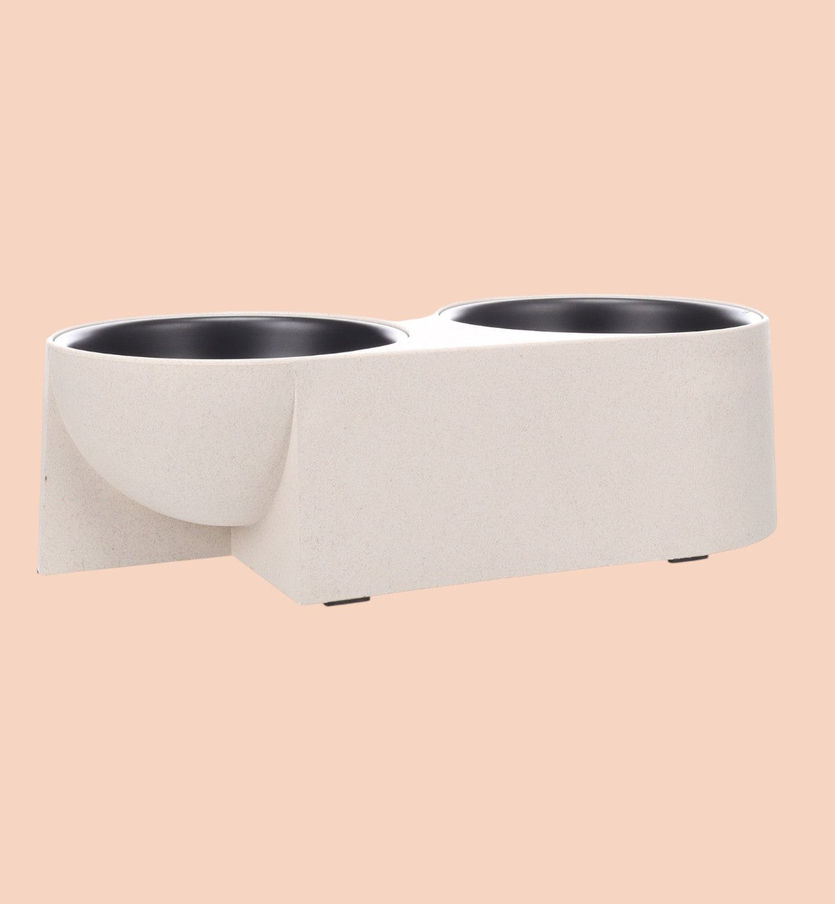 Animozen Double gamelle Kana beige et noir en fibre de bambou et plastique PP pour chien, 2x750ml, amovible et lavable au lave-vaisselle.