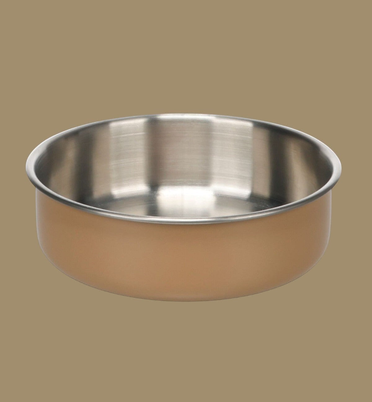 Gamelle pour chien et chat Animozen en inox, extérieure beige, intérieure brossée, fond antidérapant, 870ml