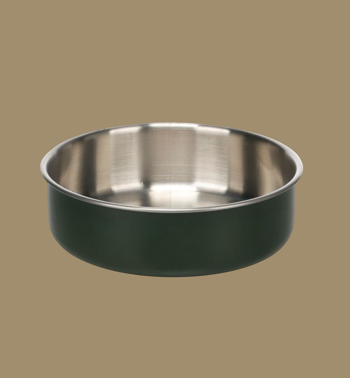 Gamelle verte en acier inoxydable Animozen, finition brossée, fond antidérapant, pour nourriture et eau.