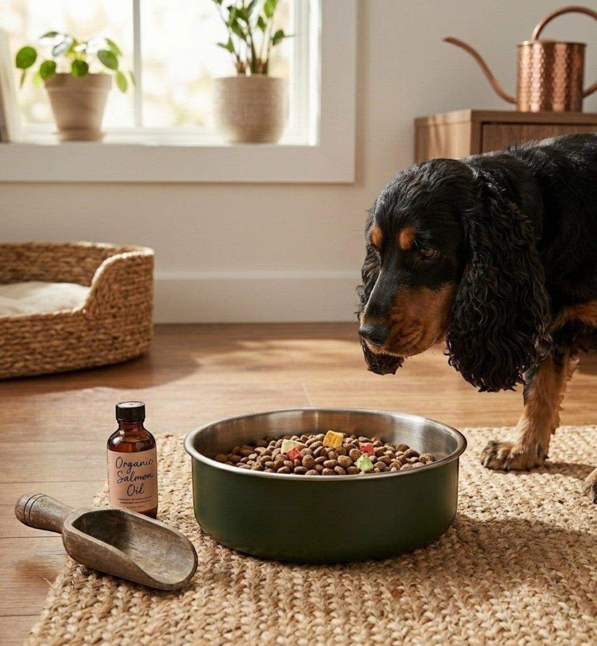 Animozen gamelle verte en inox pour chien, finition brossée, fond antidérapant, 870 ml
