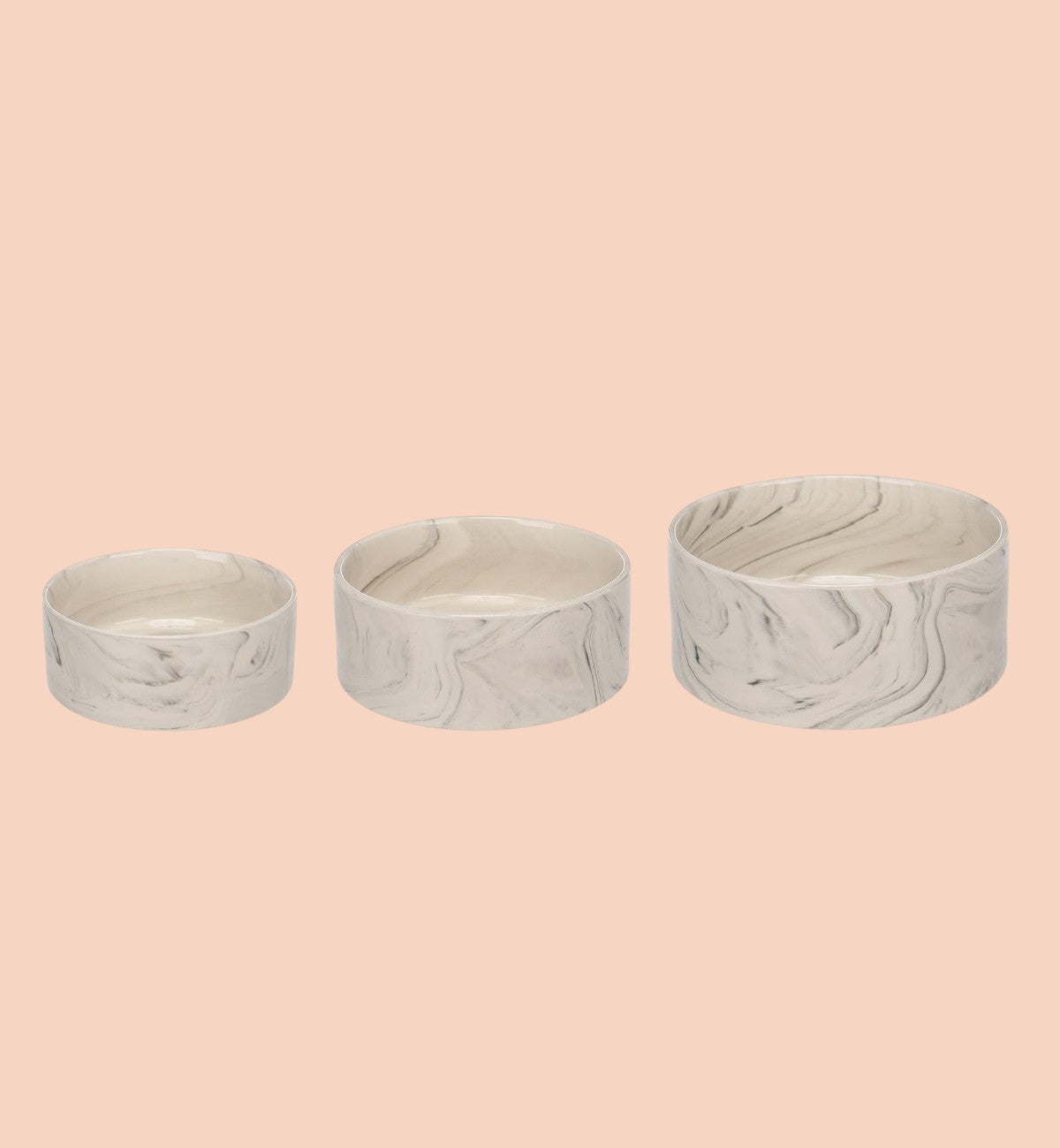 Animozen gamelle ronde en céramique émaillée avec effet marbre gris et blanc, idéale pour nourriture et eau.