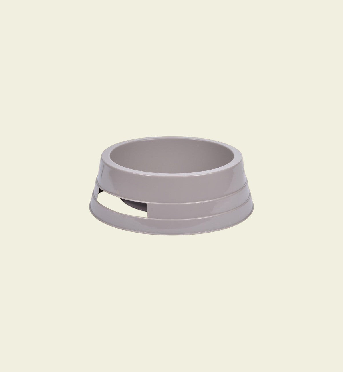 Animozen gamelle ronde en plastique taupe pour chien et chat, 20 cm de diamètre, pratique et facile à nettoyer.