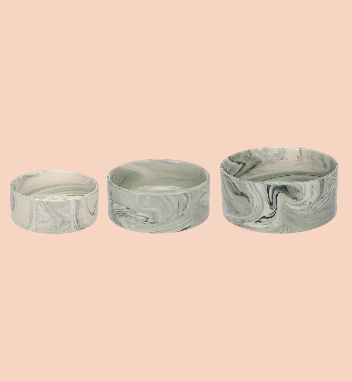 Animozen gamelle ronde en céramique émaillée verte avec effet marbre pour nourriture et eau.
