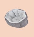 Animozen grey round pet bed with plush lining, 50cm diameter, made of polyester.