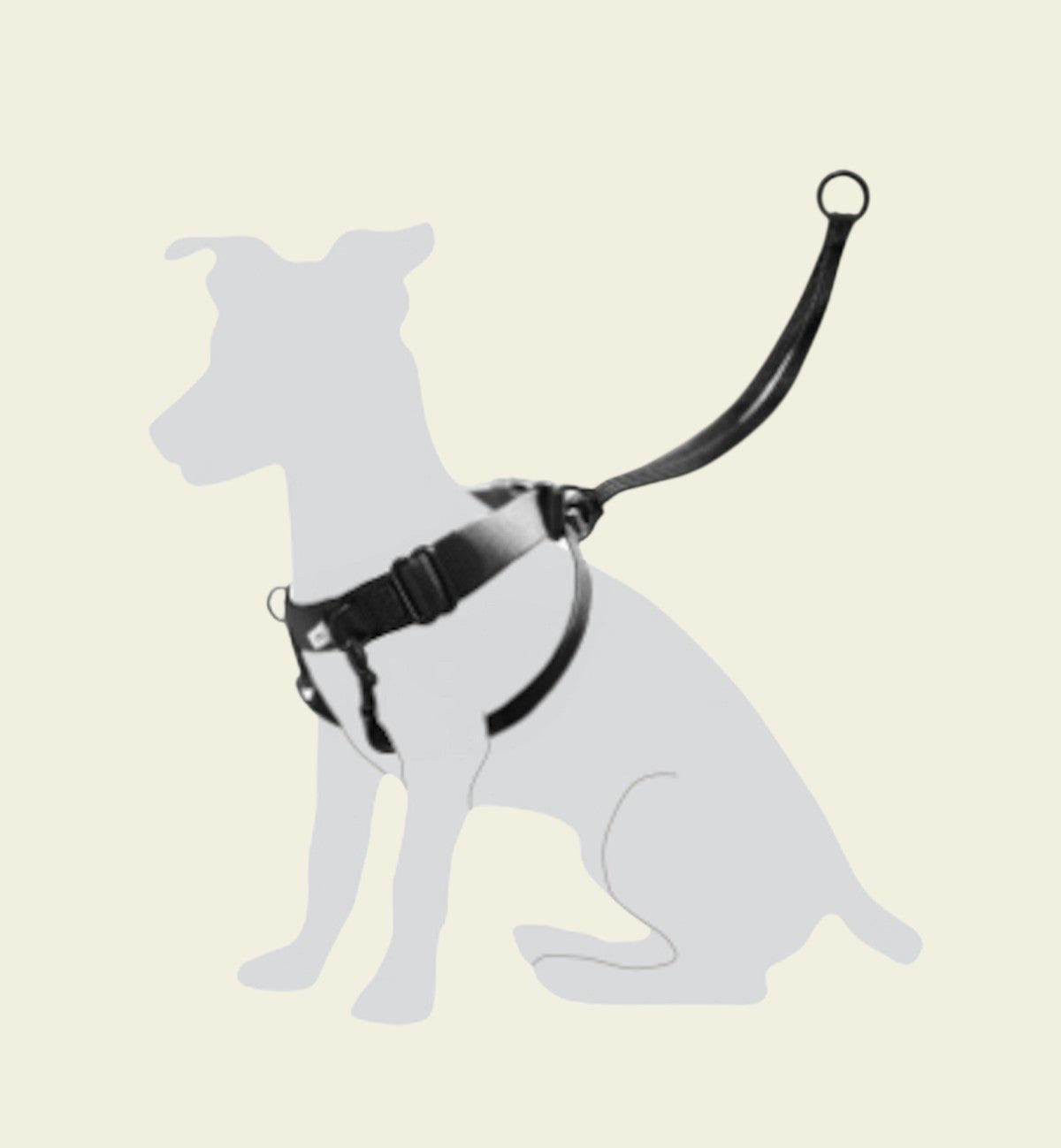 Harnais noir en nylon Animozen Easy Walker pour chien, limite les tractions, sangles confortables, réglable, finitions métalliques.