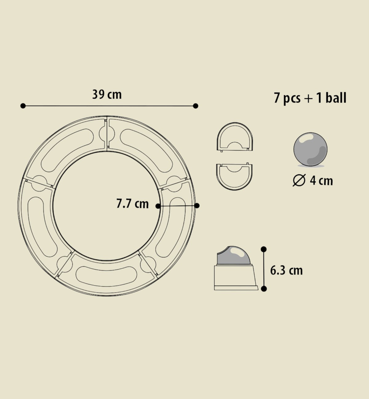 Jeu tunnel interactif Animozen pour chat, 7 pièces modulables rose et blanc avec balle intégrée et fond antidérapant.