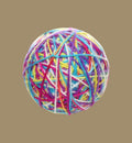 Animozen Jouet Abir Balle Sonore Multicolore en tissu avec grelot, 8 cm de diamètre.