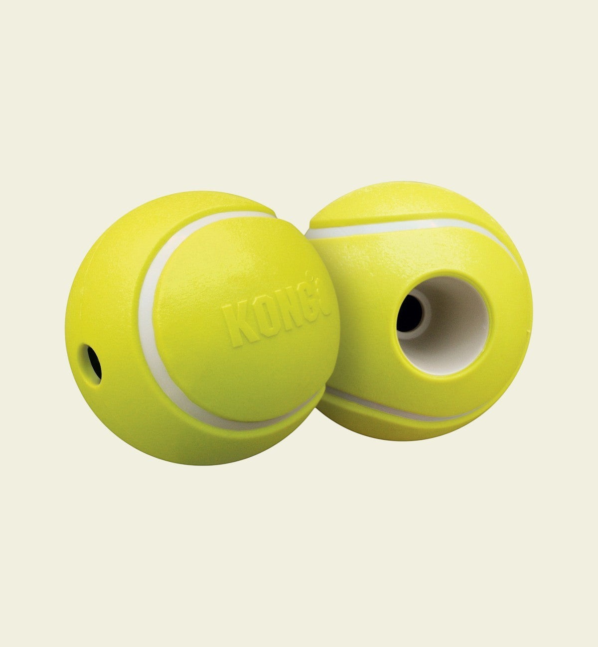 Animozen Jouet Récompense Balle de tennis jaune en caoutchouc TPR pour chien, interactif et remplissable.
