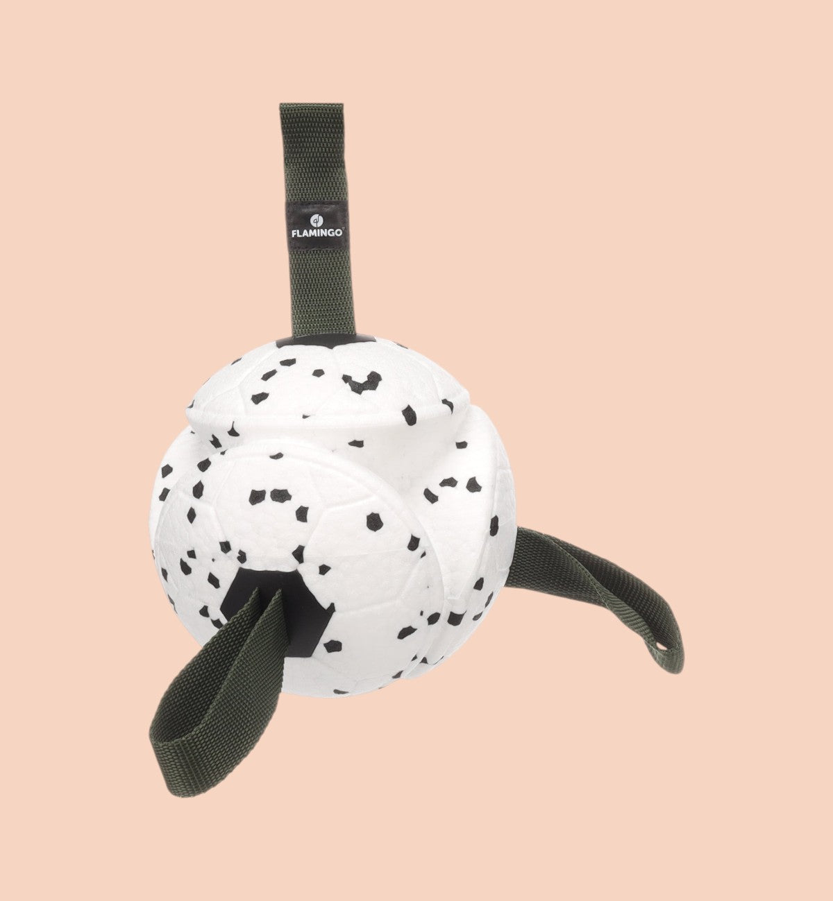 Animozen Jouet Ballon Flottant pour chien blanc et noir en E-TPU avec 4 poignées pour jeux aquatiques et de traction.